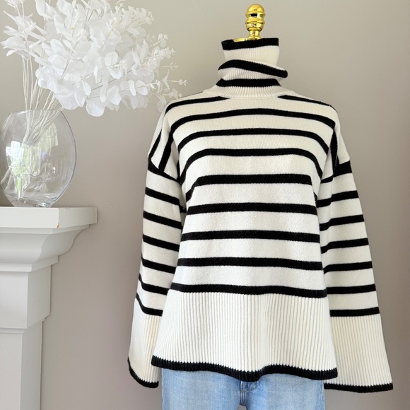 Silk & Salt Striped Sweater in Black and White, Sz M (NWT) - Picture 4 of 7